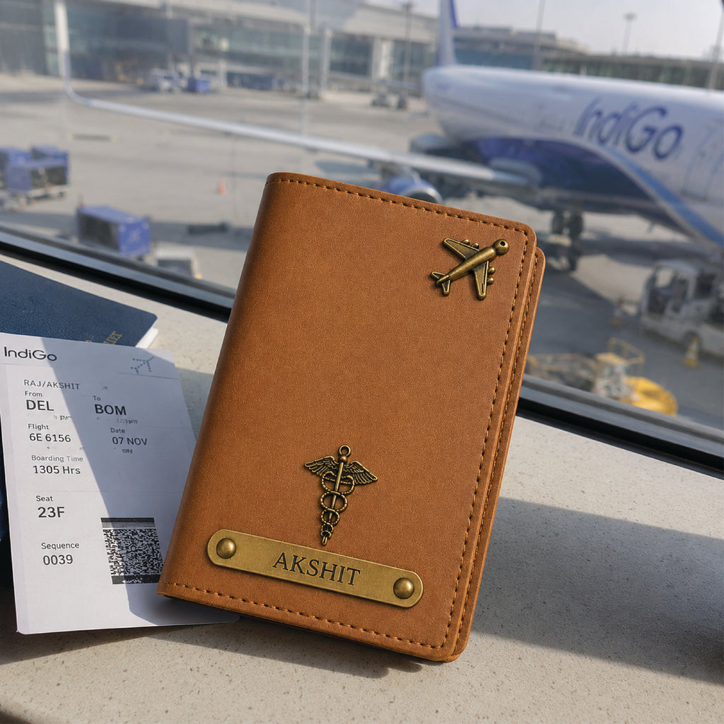 Personalized Brass Charm Basic Passport & Card Holder