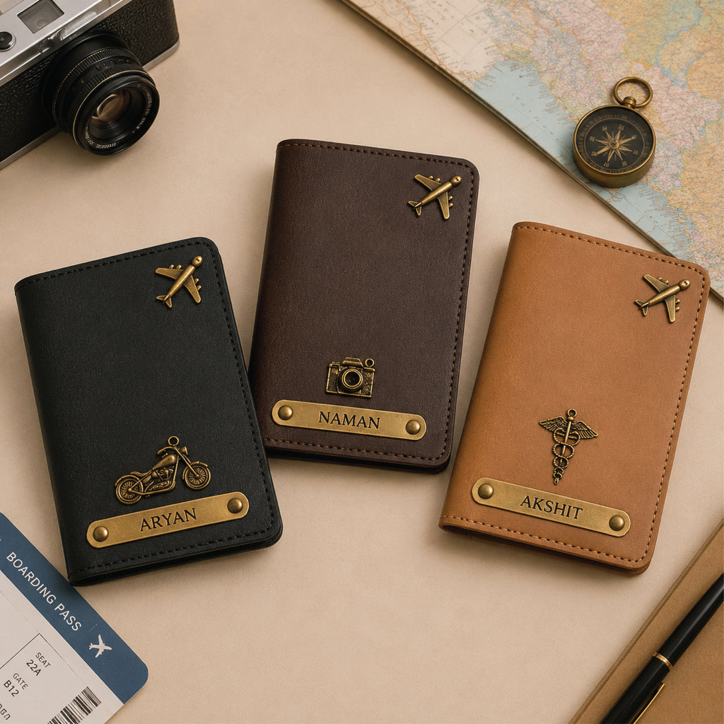 Personalized Brass Charm Basic Passport & Card Holder